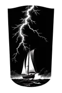 Zeus throwing a lightning bolt at a sailboat tattoo design idea