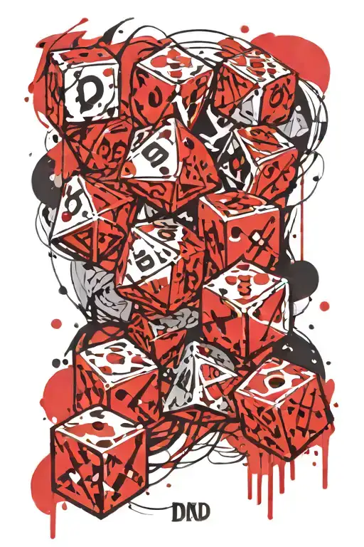 dnd dice set tattoo design idea