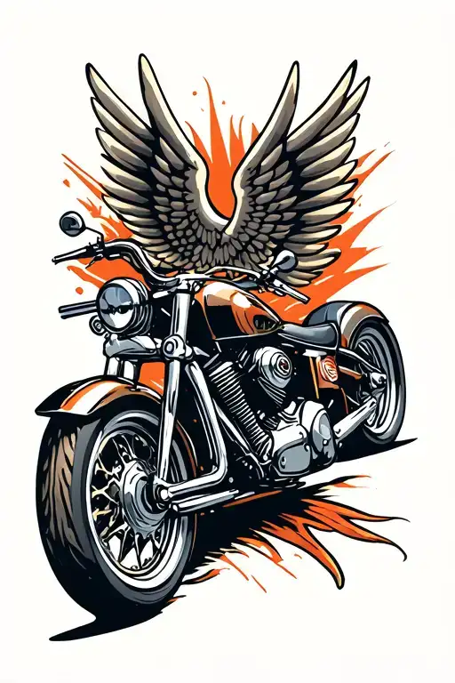 "MOTOR" TATTOO Motorcycle WHEEL AND WINGS backwards fast movement tattoo design idea