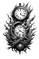 Chronos with broken clocks and fire tattoo design idea