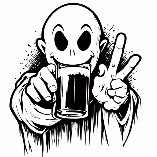 Casper the ghost holding a beer giving you the finger  tattoo design idea