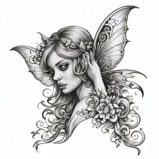 fairy peeking tattoo design idea