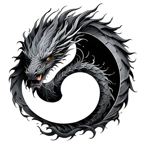 Dragon Yin Yang tattoo design idea