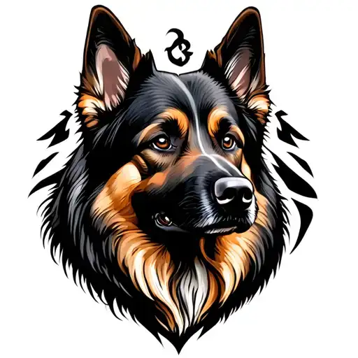 Fervahar zorastrian persian symbol, german shepherd , wildlife, mountains, immigration journey, persian empire cysrus th tattoo design idea