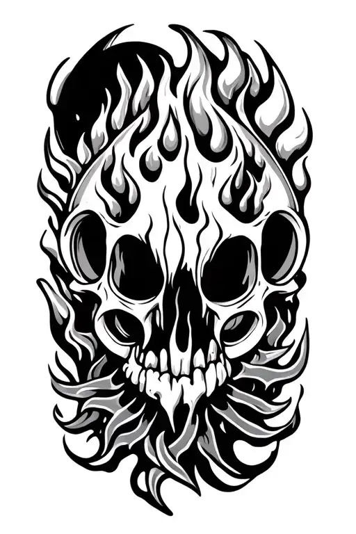 flames, Gernade, brass knuckles, fish bones tattoo design idea
