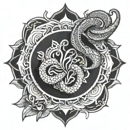 Mandala with snake tattoo design idea