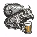 Slug drinking beer where it says beer blegh tattoo design idea