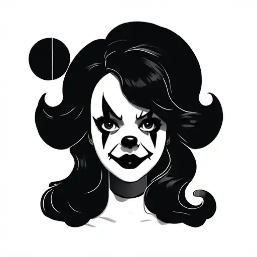 clown girl face evil tattoo design idea