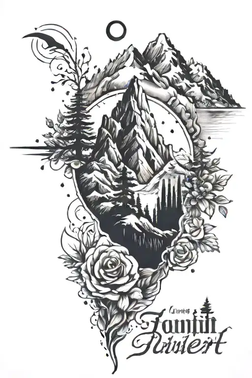 It isnt over yet and mountain peaks and daughter footprint and friends and family powerful and meaningful deaign tattoo design idea