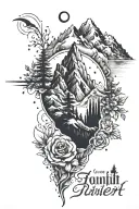 It isnt over yet and mountain peaks and daughter footprint and friends and family powerful and meaningful deaign tattoo design idea