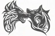 two wolf head tattoo design idea