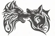 two wolf head tattoo design idea