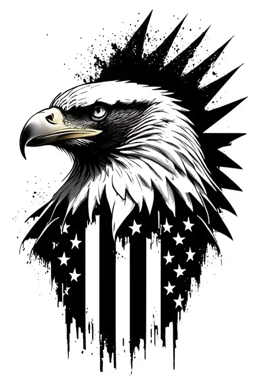 distressed American  flag eagle tattoo design idea