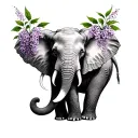 Salvador Dali elephant with lilacs intertwined tattoo design idea