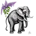 Salvador Dali elephant with lilacs intertwined tattoo design idea