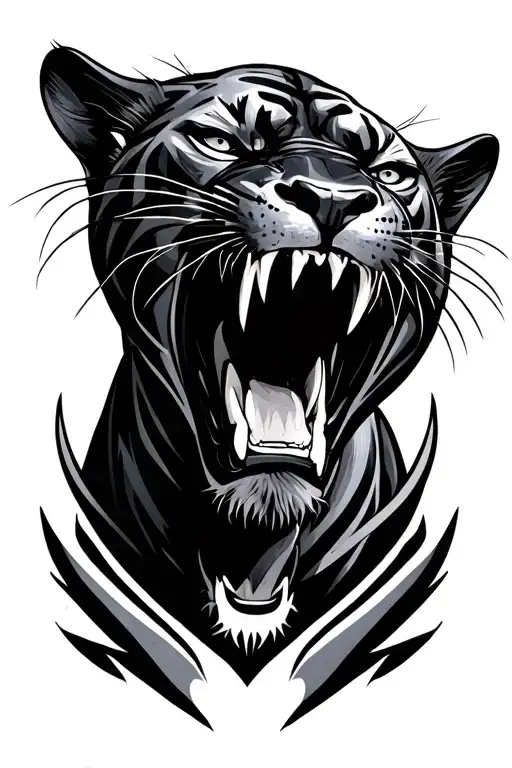 black Panther roaring tattoo design idea