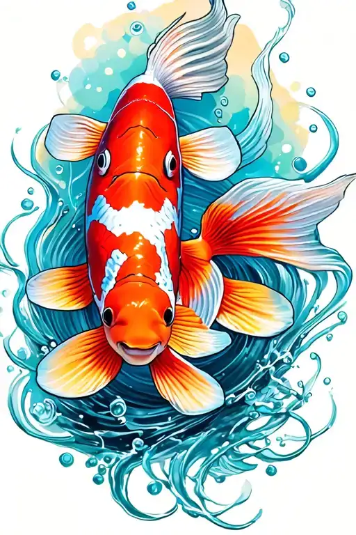 koi fish and clown fish tattoo design idea