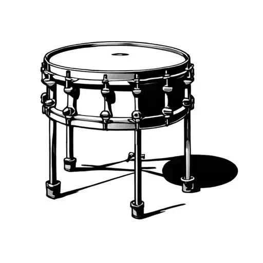 Marching snare minimalist tattoo, simple lines, from above perspective, ONLY SHOWING THE HEAD OF THE DRUM, tattoo design idea