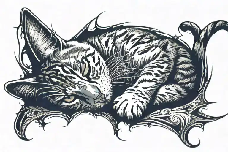 cat sitting tattoo design idea