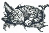 cat sitting tattoo design idea