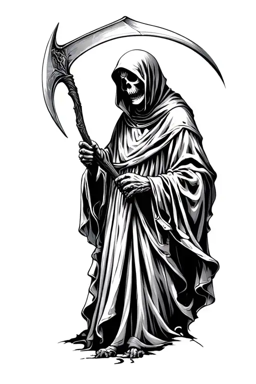 grim reaper holding a scythe tattoo design idea