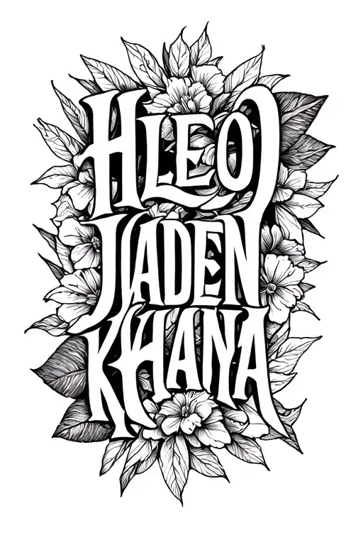 "HLELO JADEN KHANYA" Name Tattoo sleeve tattoo design idea