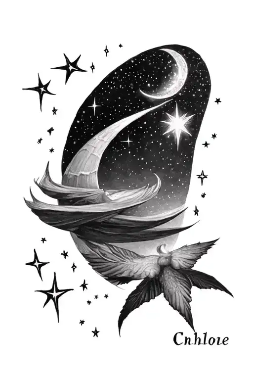 "Chloe" starry night sky tattoo design idea