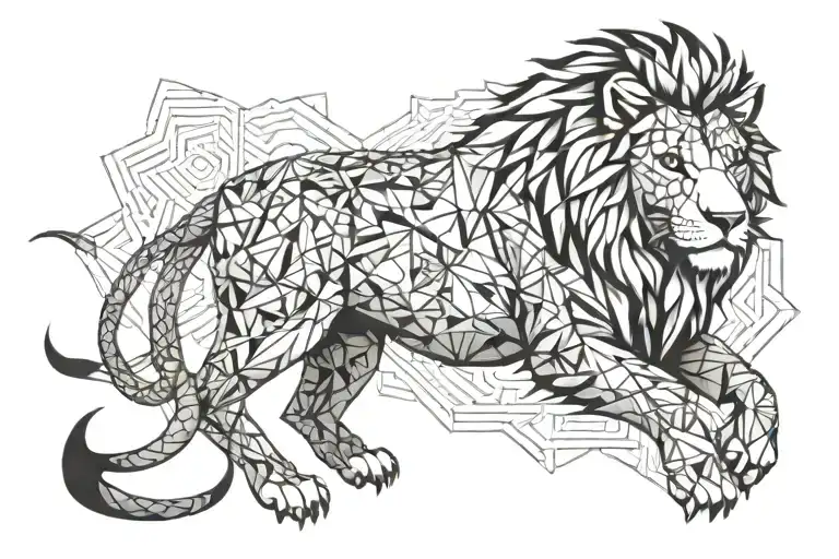 path of fire lion perseverance tattoo design idea