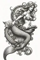 mermaid coming out of a genie lamp tattoo design idea