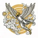 Van Gogh style icarus falling from sky filled tattoo design idea