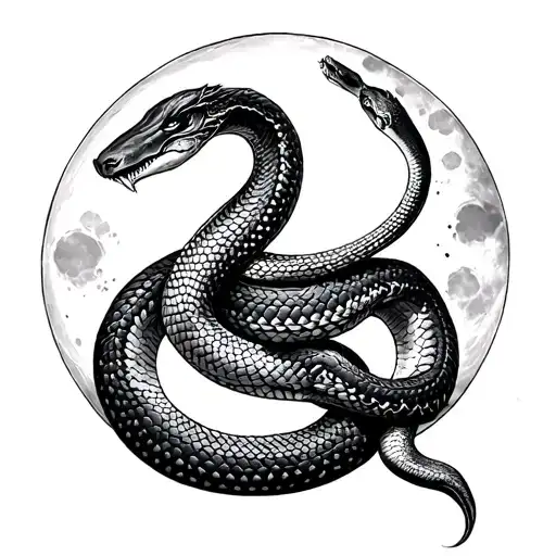 1. Twin Snakes and the Moon:Two snakes (symbolizing Gemini’s duality) intertwined around a crescent moon (Cancer’s emot tattoo design idea