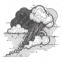 a cloud penetrated by a lightning bolt striking tattoo design idea