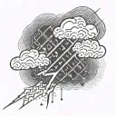a cloud penetrated by a lightning bolt striking tattoo design idea