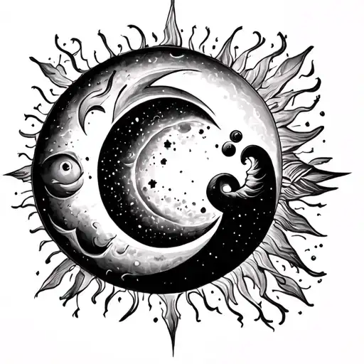 Sun And Moon tattoo design idea