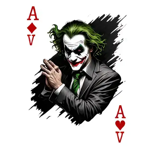 joker with haha and cards tattoo design idea