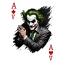 joker with haha and cards tattoo design idea