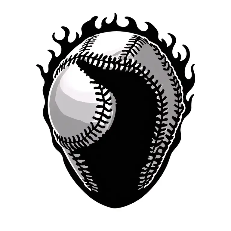 baseball fire tattoo design idea