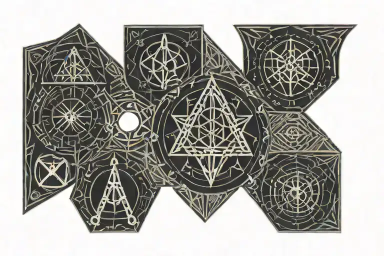 abjuration magic runes engraved arcane symbols tattoo design idea