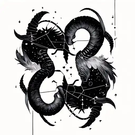 Libra Capricorn constellation merging tattoo design idea