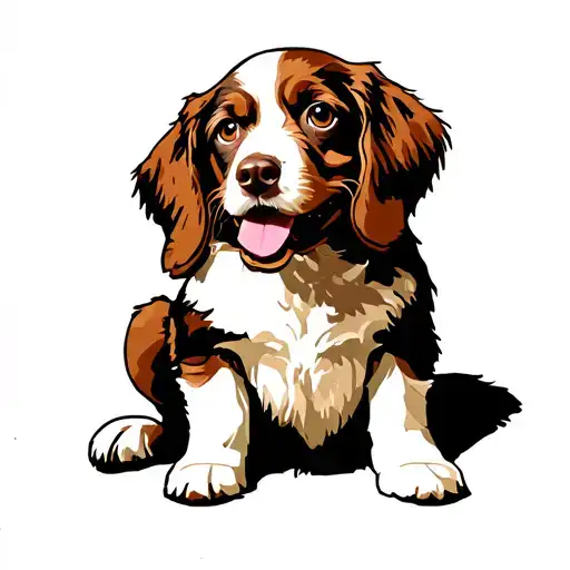 cubist stlyle cocker spaniel dog tattoo design idea
