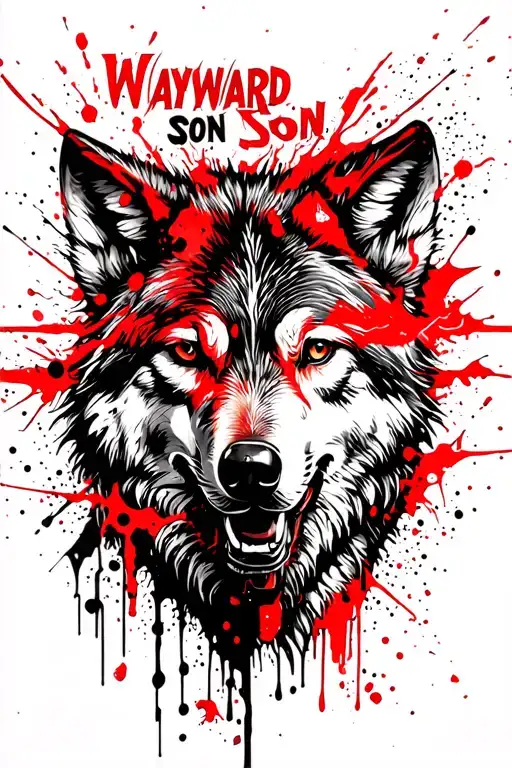 Wolf and text Wayward son tattoo design idea