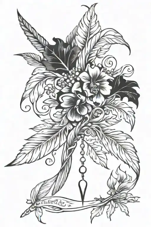Fortune favors those who dare with a branche d'olivier and plume tattoo design idea