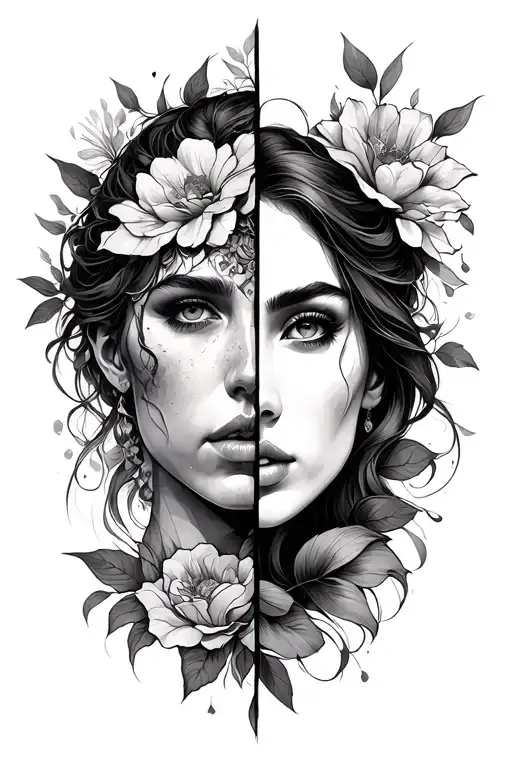 a tattoo sketch that reflects two sides of personality. one strives for tenderness and lightness, and the other is stead tattoo design idea