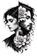 a tattoo sketch that reflects two sides of personality. one strives for tenderness and lightness, and the other is stead tattoo design idea