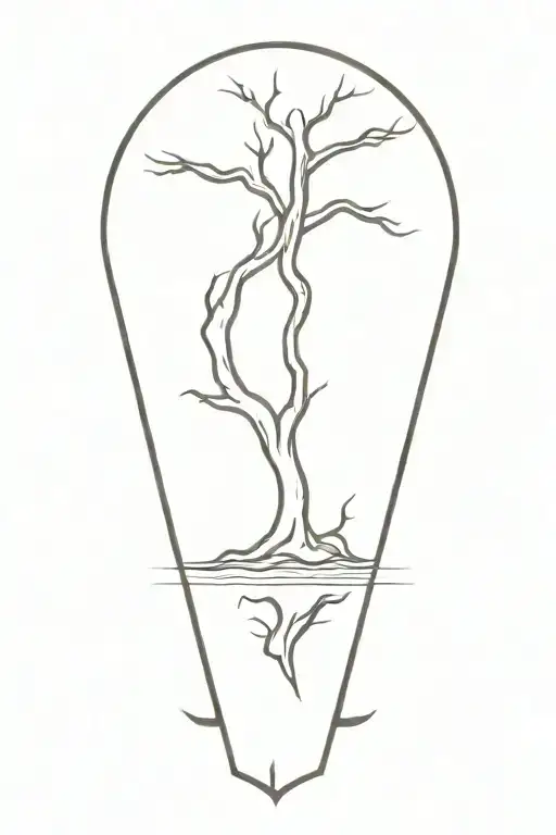 Cypress tree with roots shaped like an anchor tattoo design idea