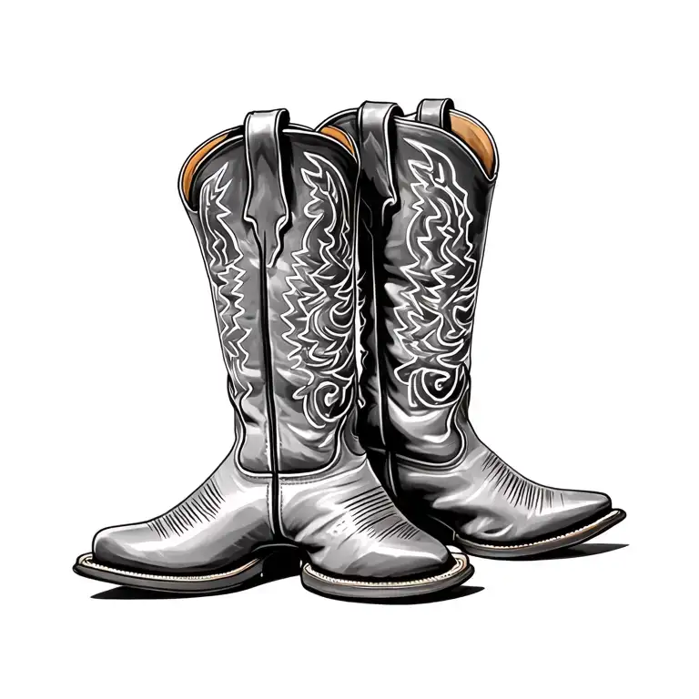 pair of cowgirl boots  tattoo design idea