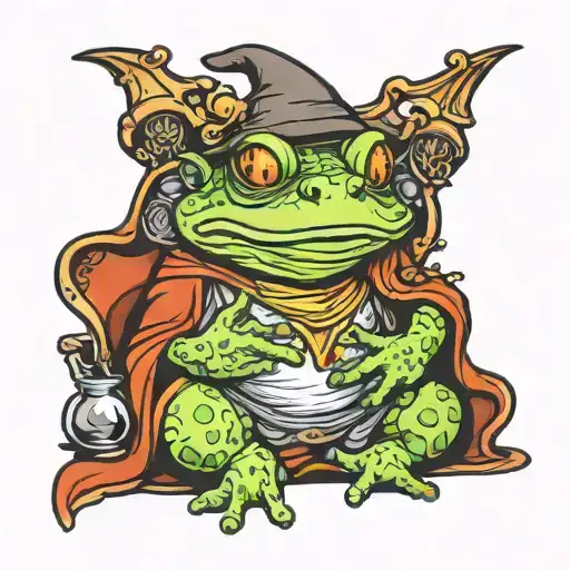 evil wizard lord toad sitting tattoo design idea