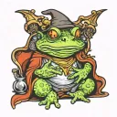 evil wizard lord toad sitting tattoo design idea