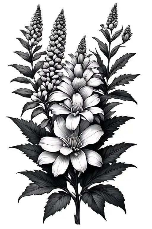 hyssop flower mountain tattoo design idea