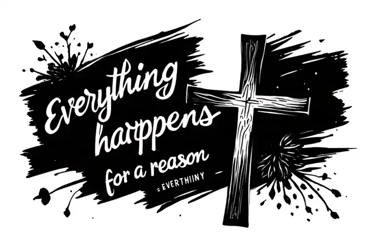   "everything happens for a reason," but the "t" in everything is a cross. small and elegant, straight line across tattoo design idea